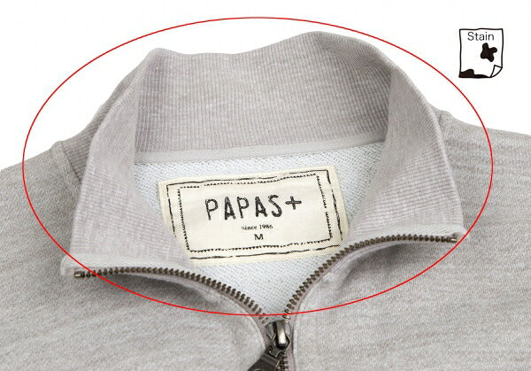 Papas Cotton Poly Logo Embroidered Zip Jacket Gray Size M