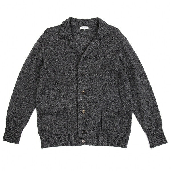 Papas Wool Rib Knit Collar Jacket Gray Size M