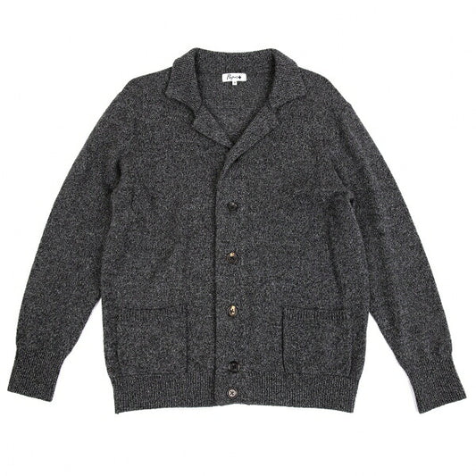 Papas Wool Rib Knit Collar Jacket Gray Size M