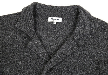 Papas Wool Rib Knit Collar Jacket Gray Size M
