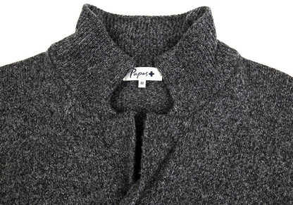 Papas Wool Rib Knit Collar Jacket Gray Size M