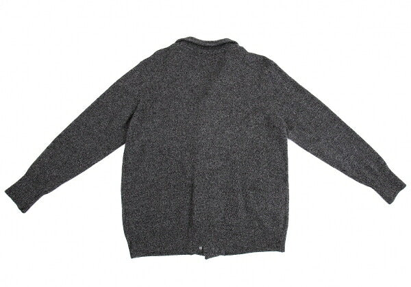 Papas Wool Rib Knit Collar Jacket Gray Size M