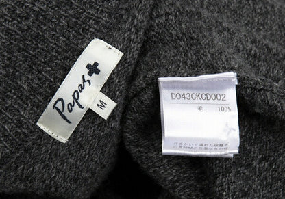 Papas Wool Rib Knit Collar Jacket Gray Size M