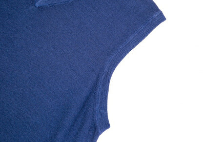 Papas Italian Wool Cashmere V-Neck Knit Sweater Blue Size 48