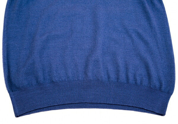 Papas Italian Wool Cashmere V-Neck Knit Sweater Blue Size 48