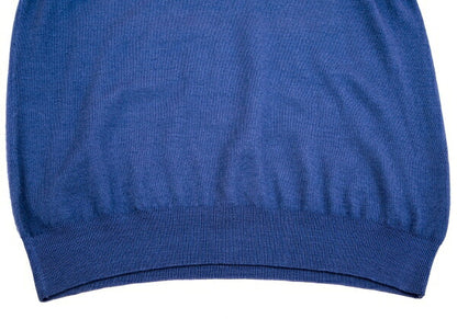 Papas Italian Wool Cashmere V-Neck Knit Sweater Blue Size 48