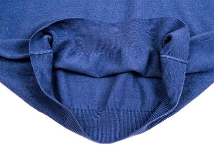 Papas Italian Wool Cashmere V-Neck Knit Sweater Blue Size 48