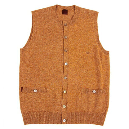 Papas Silk Blend Nep Logo Embroidered Vest Brown Size 48M