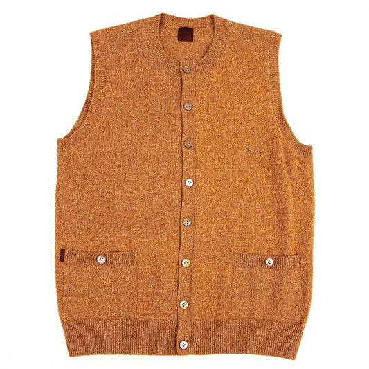 Papas Silk Blend Nep Logo Embroidered Vest Brown Size 48M