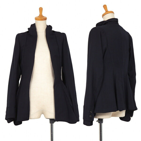 COMME des GARCONS Wool Gabardine Layered Jacket Blue Size M