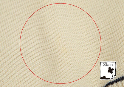 Papas Wool Line Lettering V-Neck Knit Sweater Cream Size M
