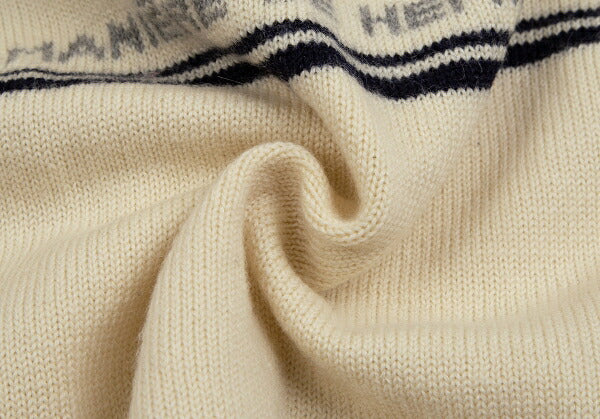 Papas Wool Line Lettering V-Neck Knit Sweater Cream Size M
