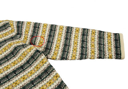 Papas Beige Wool Fair Isle Border Knit Cardigan Size M