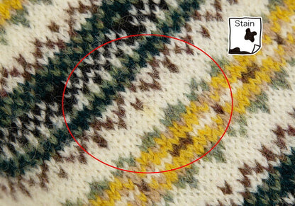 Papas Beige Wool Fair Isle Border Knit Cardigan Size M
