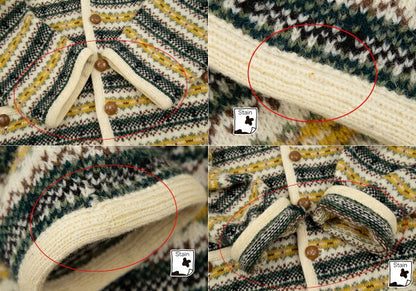 Papas Beige Wool Fair Isle Border Knit Cardigan Size M