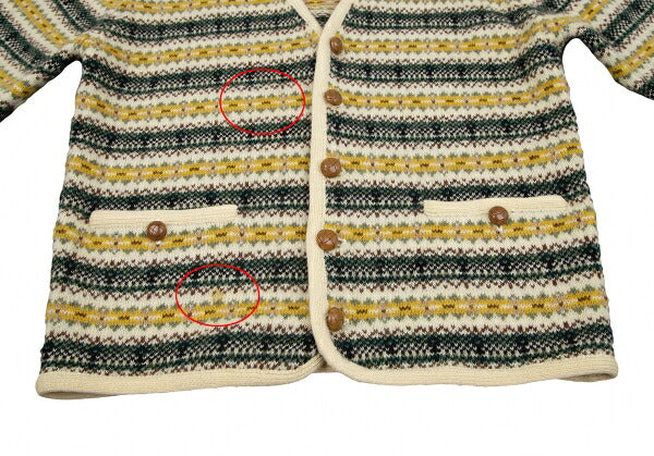 Papas Beige Wool Fair Isle Border Knit Cardigan Size M