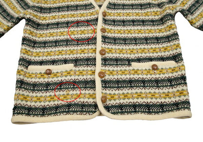 Papas Beige Wool Fair Isle Border Knit Cardigan Size M