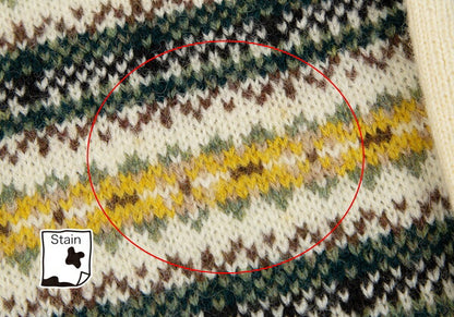 Papas Beige Wool Fair Isle Border Knit Cardigan Size M