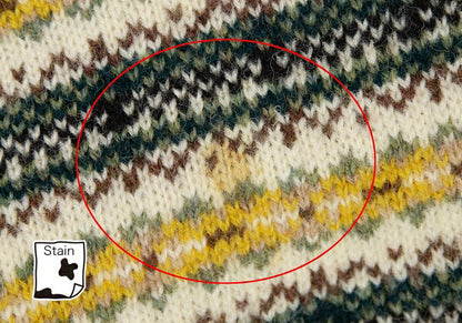 Papas Beige Wool Fair Isle Border Knit Cardigan Size M
