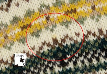 Papas Beige Wool Fair Isle Border Knit Cardigan Size M