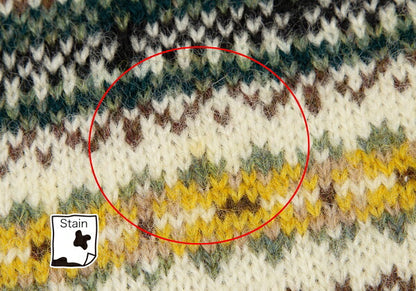 Papas Beige Wool Fair Isle Border Knit Cardigan Size M