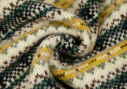 Papas Beige Wool Fair Isle Border Knit Cardigan Size M
