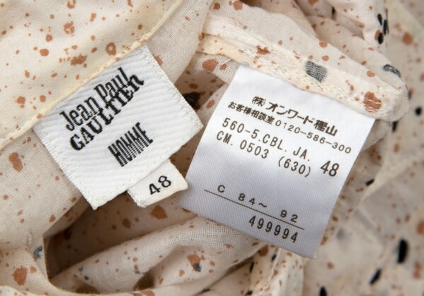 Jean Paul GAULTIER HOMME Beige Splash Sleeve Shirt Size 48