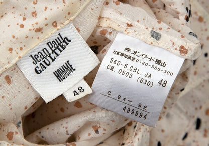Jean Paul GAULTIER HOMME Beige Splash Sleeve Shirt Size 48