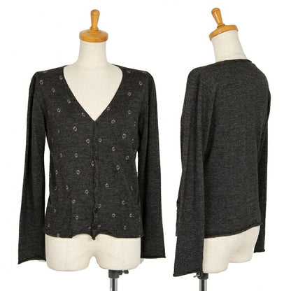 JURGEN LEHL Babaghuri V-Neck Dot Pocket Cardigan Gray Size M