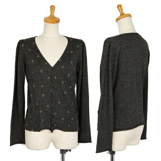 JURGEN LEHL Babaghuri V-Neck Dot Pocket Cardigan Gray Size M