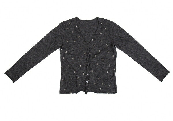 JURGEN LEHL Babaghuri V-Neck Dot Pocket Cardigan Gray Size M