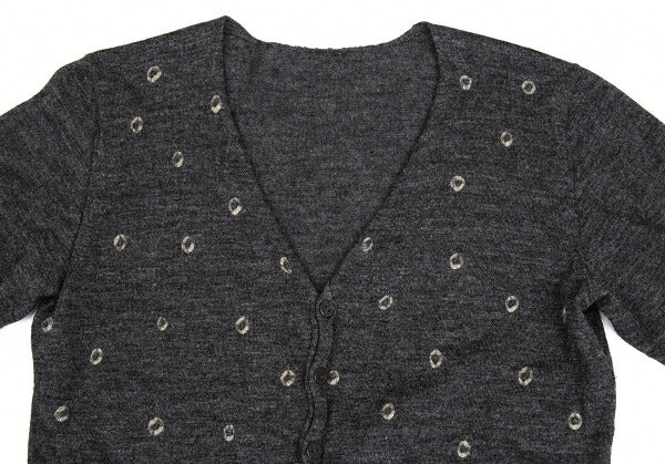 JURGEN LEHL Babaghuri V-Neck Dot Pocket Cardigan Gray Size M