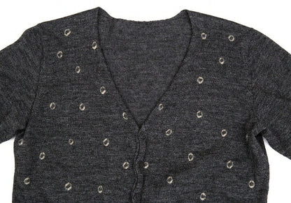 JURGEN LEHL Babaghuri V-Neck Dot Pocket Cardigan Gray Size M