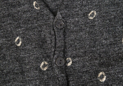 JURGEN LEHL Babaghuri V-Neck Dot Pocket Cardigan Gray Size M