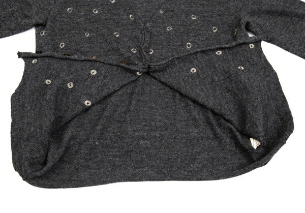 JURGEN LEHL Babaghuri V-Neck Dot Pocket Cardigan Gray Size M