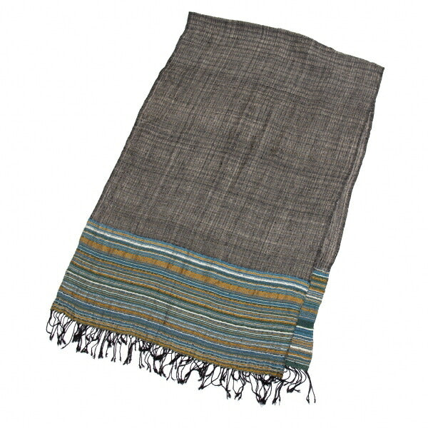 JURGEN LEHL Border Stripe Fringe Stole Multi Size FREE