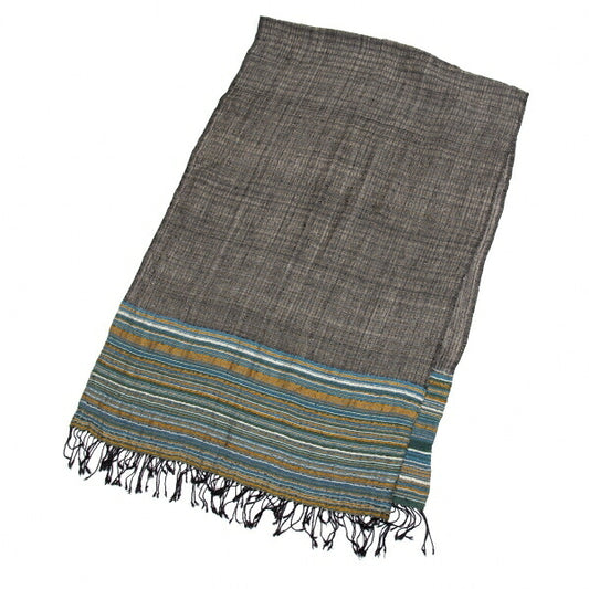 JURGEN LEHL Border Stripe Fringe Stole Multi Size FREE
