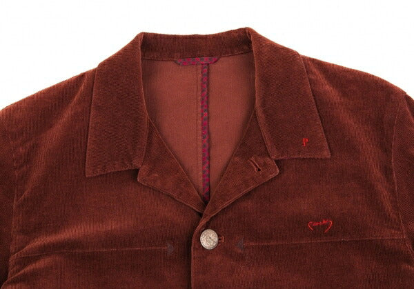Papas Brown Stretch Corduroy Logo Jacket Size 48M
