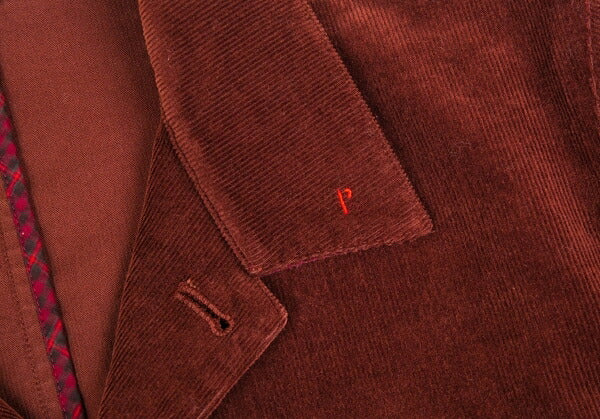 Papas Brown Stretch Corduroy Logo Jacket Size 48M