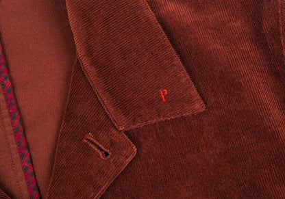 Papas Brown Stretch Corduroy Logo Jacket Size 48M