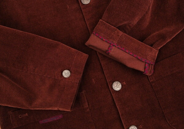 Papas Brown Stretch Corduroy Logo Jacket Size 48M