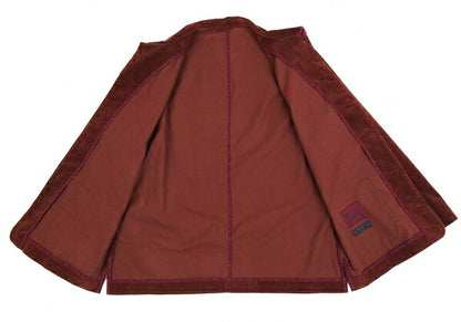 Papas Brown Stretch Corduroy Logo Jacket Size 48M