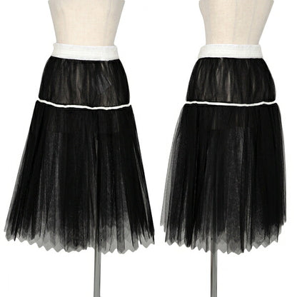 COMME des GARCONS Tulle Overlay Design Skirt Black Size M