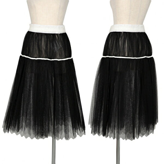 COMME des GARCONS Tulle Overlay Design Skirt Black Size M