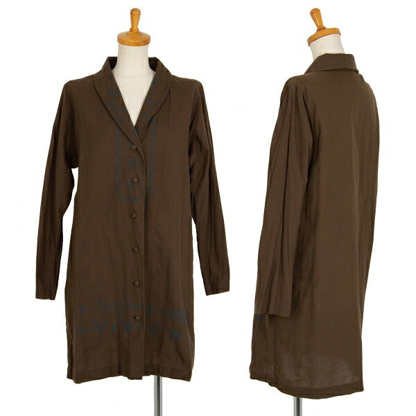 ISSEY MIYAKE HaaT Cotton Sashiko Shawl Jacket Brown Size 2