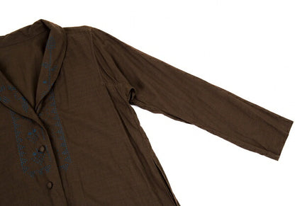 ISSEY MIYAKE HaaT Cotton Sashiko Shawl Jacket Brown Size 2