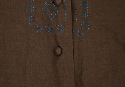 ISSEY MIYAKE HaaT Cotton Sashiko Shawl Jacket Brown Size 2