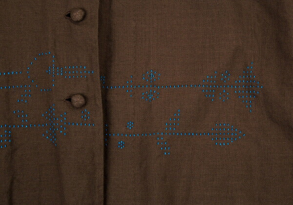 ISSEY MIYAKE HaaT Cotton Sashiko Shawl Jacket Brown Size 2