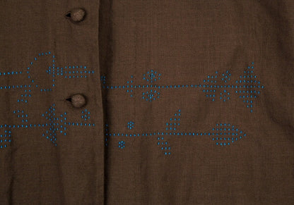 ISSEY MIYAKE HaaT Cotton Sashiko Shawl Jacket Brown Size 2