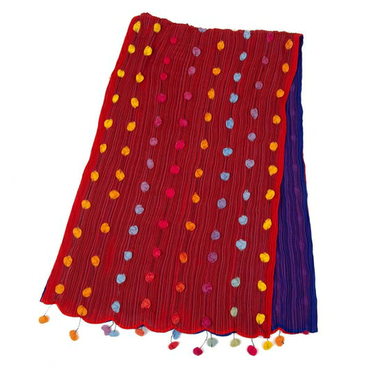 PLEATS PLEASE Pleats Felt Dot Double Face Scarf Blue Size F